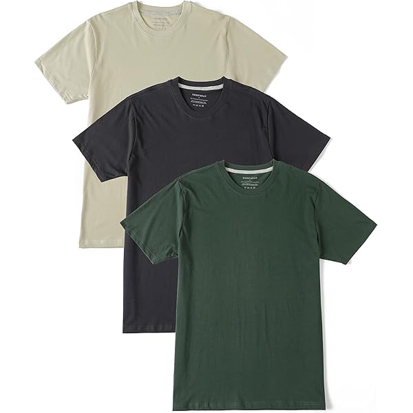 【THROW】VARIOUS NECK T／SH PACK CYZ Men's 3-PK 100% Cotton Crew Neck T-Shirt-BlackGreyWhite